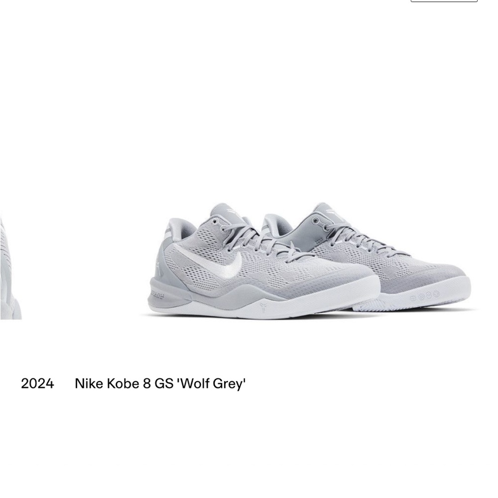 Nike Kids Kobe 8 GS 'Wolf Grey' Basketball Sneakers